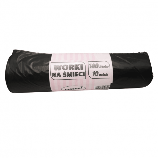 Worki na śmieci czarne LDPE 160L 10szt. -zdjęcie numer 1
