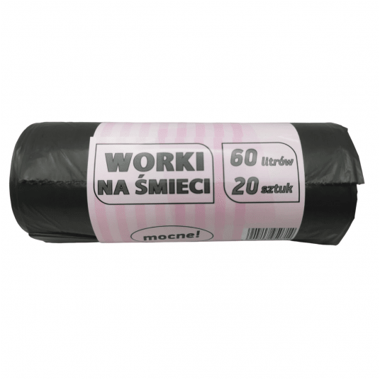 Worki na śmieci czarne LDPE 60L 20szt. -zdjęcie numer 1