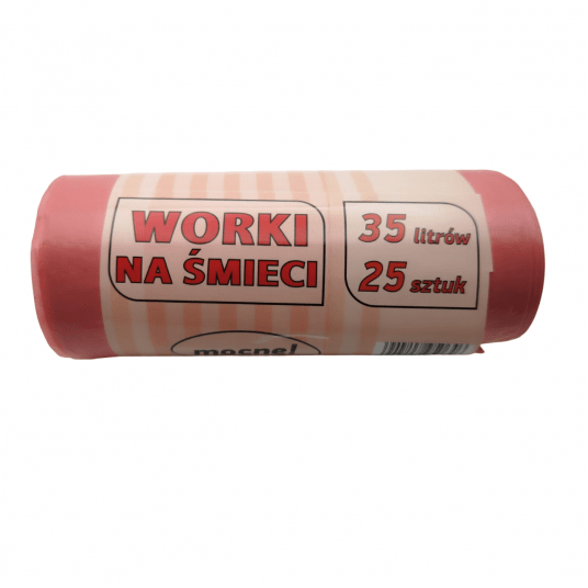 Worki na śmieci czerwone LDPE 35L 25szt. -zdjęcie numer 1