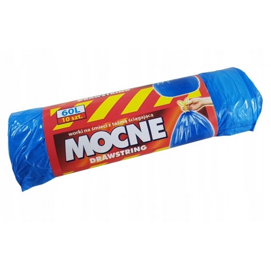 Worki na śmieci mocne niebieskie 60L 10szt. -zdjęcie numer 1