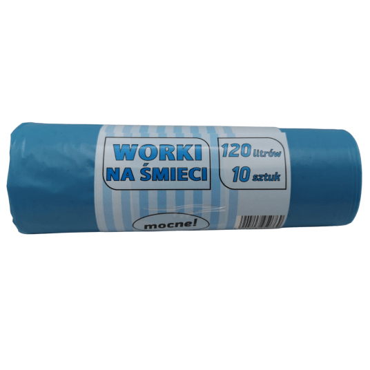Worki na śmieci niebieskie LDPE 120L 10szt. -zdjęcie numer 1