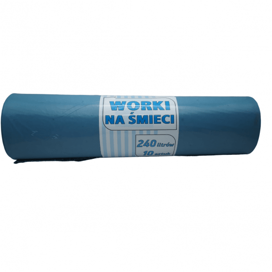 Worki na śmieci niebieskie LDPE 240L 10szt. -zdjęcie numer 1