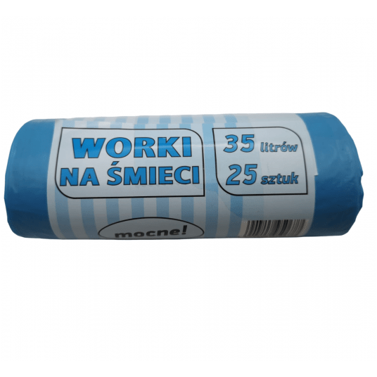 Worki na śmieci niebieskie LDPE 35L 25szt. -zdjęcie numer 1