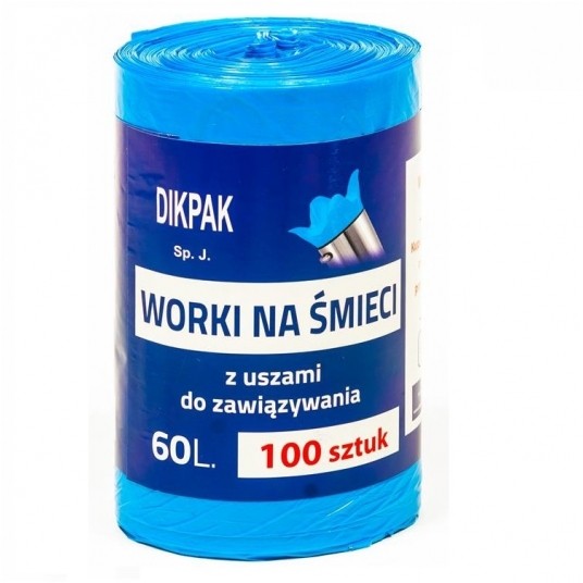 Worki na śmieci wiązane niebieskie 60L 150szt. -zdjęcie numer 1