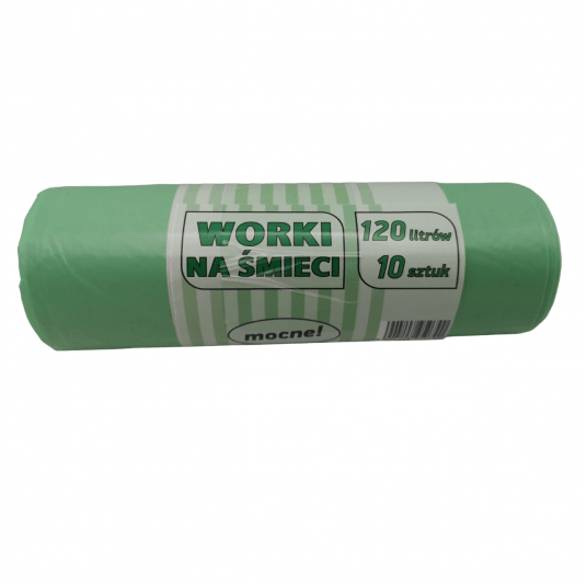 Worki na śmieci zielone LDPE 120L 10szt. -zdjęcie numer 1