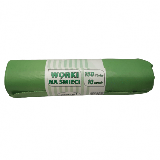 Worki na śmieci zielone LDPE 160L 10szt. -zdjęcie numer 1