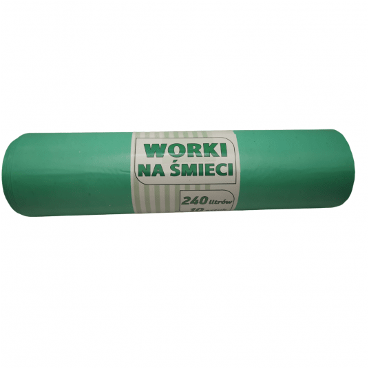 Worki na śmieci zielone LDPE 240L 10szt. -zdjęcie numer 1