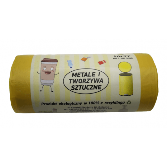 Worki na śmieci żółte LDPE 35L 25szt. -zdjęcie numer 2