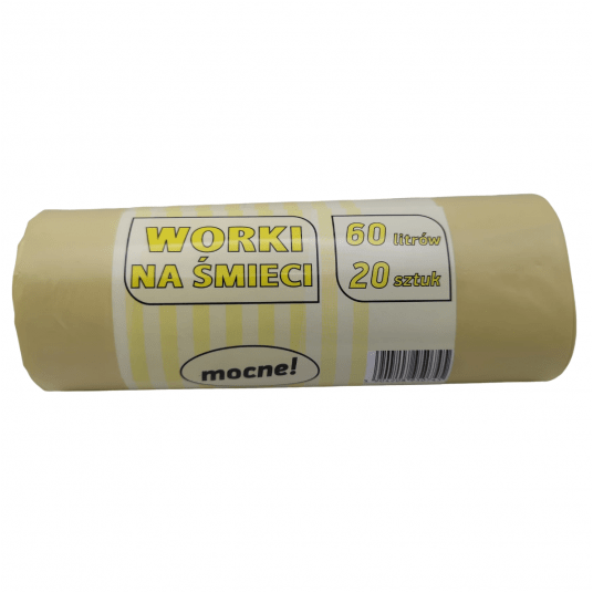 Worki na śmieci żółte LDPE 60L 20szt. -zdjęcie numer 1
