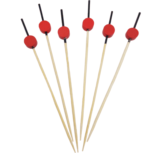 Wykałaczki drewniane Czerwone Kółko 12cm 100szt. -zdjęcie numer 1