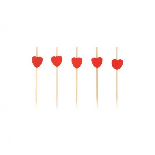 Wykałaczki drewniane Czerwone Serca 7cm 40szt. -zdjęcie numer 1