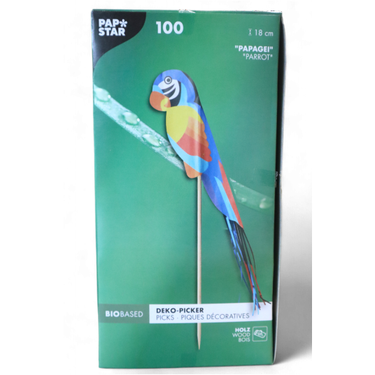 Wykałaczki drewniane Papugi 18cm 100szt. -zdjęcie numer 4