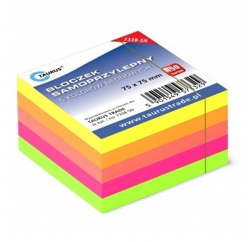 Bloczek samoprzylepny mix neon 75/75mm 450szt.