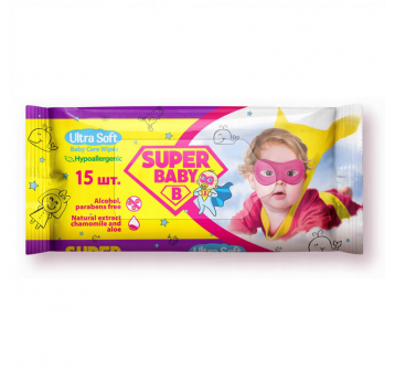 Chusteczki nawilżane Super baby Ultra Soft 15szt.