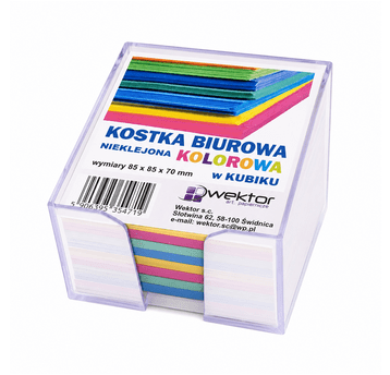 Kostka nieklejona kolorowa w pudełku plastikowym