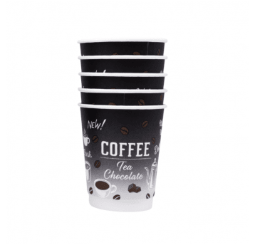 Kubki papierowe czarne dwuwarstwowe z nadrukiem 250ml 25szt.