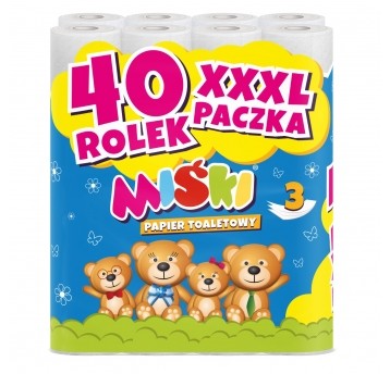 Papier toaletowy Miśki biały 3W 40rolek