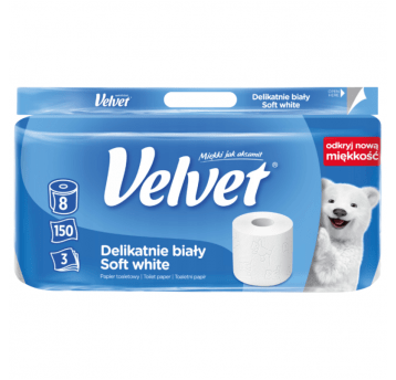 Papier toaletowy Velvet delikatny biały 3W 8rolek
