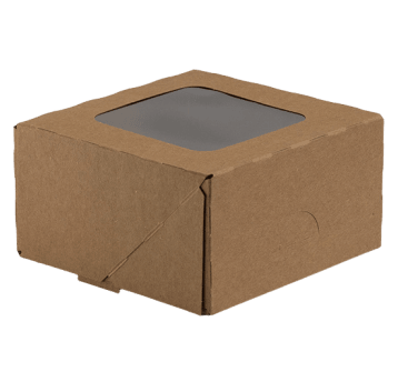 Pudełka Kraft cukiernicze z okienkiem 130/130/70mm 15szt.