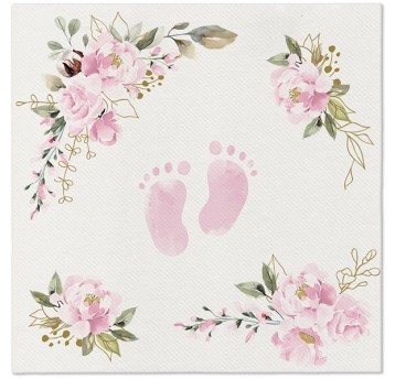 Serwetki flizelinowe Baby Feet Pink 40/40cm 50szt.