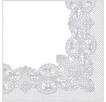Serwetki flizelinowe Reverse Royal Lace Silver 40/40cm 50szt.