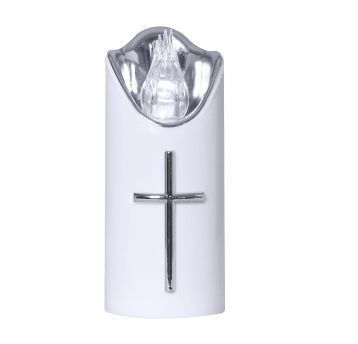 Świeca Cortina Led mała biało-srebrna 5/12,5cm