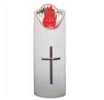 Świeca Cortina Led średnia biało-srebrna 15cm