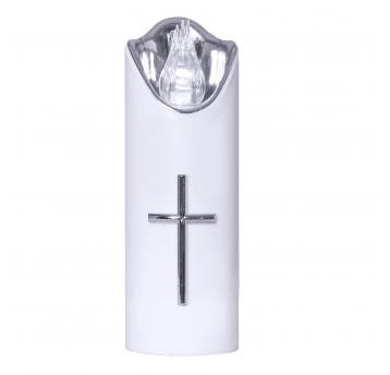 Świeca Cortina Led średnia biało-srebrna barwa zimna 15cm