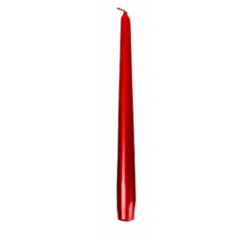 Świeca stożek czerwony metalik 24,5cm