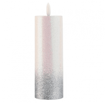 Świeca Subito Led 15cm srebrny pył