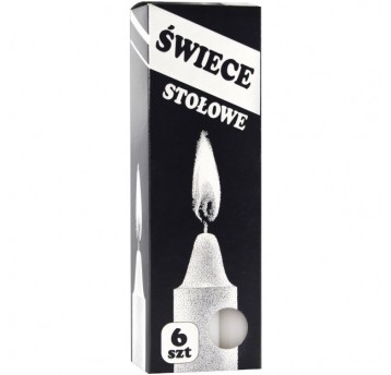 Świece stołowe białe 19cm 6szt.