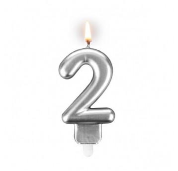 Świeczka cyferka "2" srebrna