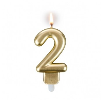 Świeczka cyferka "2" złota