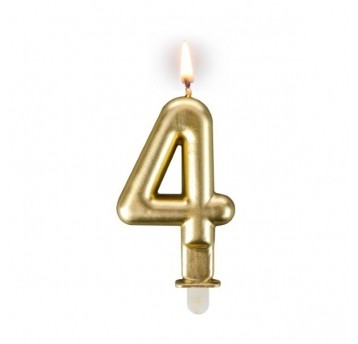 Świeczka cyferka "4" złota