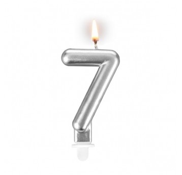 Świeczka cyferka "7" srebrna