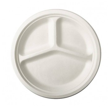 Talerze z trzciny cukrowej trójdzielne 26cm 50szt.