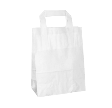 Torba papierowa klockowa biała z uchem płaskim 18/8,5/23cm