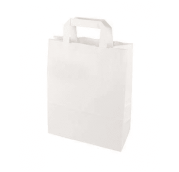 Torba papierowa klockowa biała z uchem płaskim 22/10/30cm
