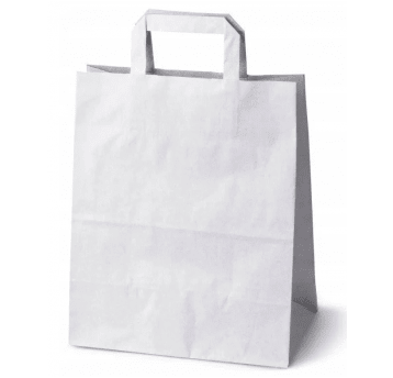 Torba papierowa klockowa biała z uchem płaskim 28/14/30cm