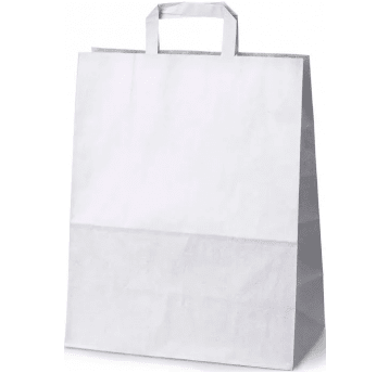 Torba papierowa klockowa biała z uchem płaskim 32/16/35cm