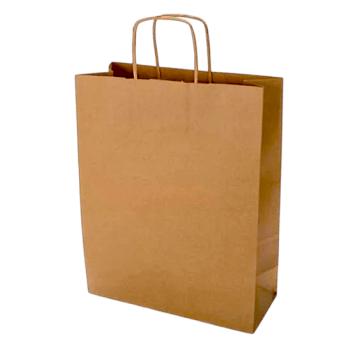 Torba papierowa klockowa brązowa z uchem skręcanym 25/11/32cm