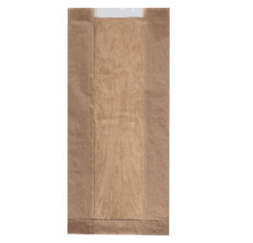 Torby fałdowe brązowe z oknem 280/150/70mm 250szt.