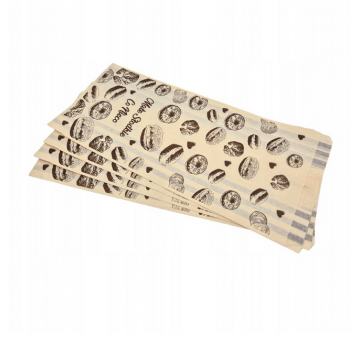 Torby fałdowe kremowe z nadrukiem pączki 340/150/90mm 250szt.