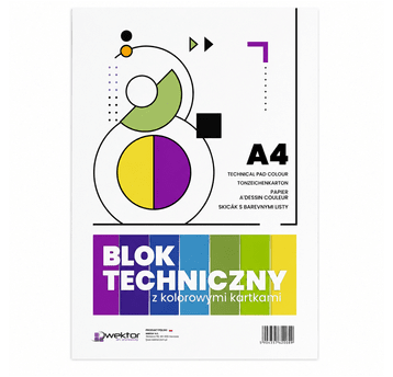 Wektor blok techniczny z kolorowymi kartkami A4 10 kartek