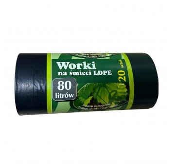 Worki LDPE na śmieci czarne 80L 20szt.