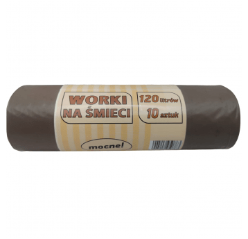 Worki na śmieci brązowe LDPE 120L 10szt.