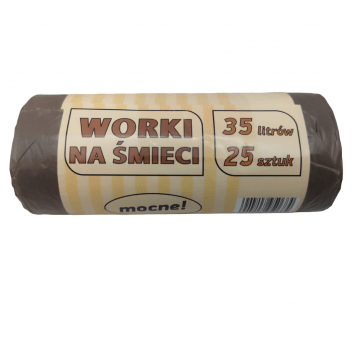 Worki na śmieci brązowe LDPE 35L 25szt.