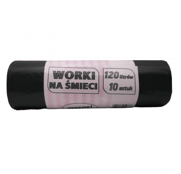 Worki na śmieci czarne LDPE 120L 10szt.