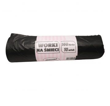 Worki na śmieci czarne LDPE 160L 10szt.