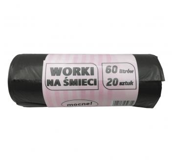 Worki na śmieci czarne LDPE 60L 20szt.